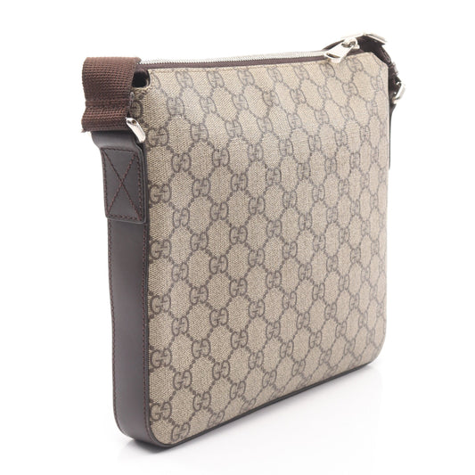 GGスプリーム ショルダーバッグ PVC レザー グレーベージュ ダークブラウン グッチ バッグ GUCCI