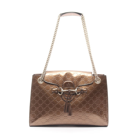 EMILY エミリー チェーンショルダーバッグ タッセル レザー グレーベージュ グッチ バッグ GUCCI