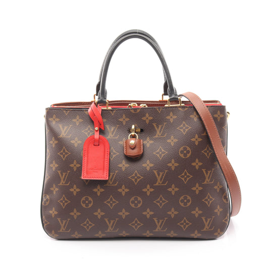 ミルフィーユ モノグラム ノワール ルージュ ハンドバッグ PVC レザー ブラウン ブラック レッド 2WAY ルイヴィトン バッグ LOUIS VUITTON