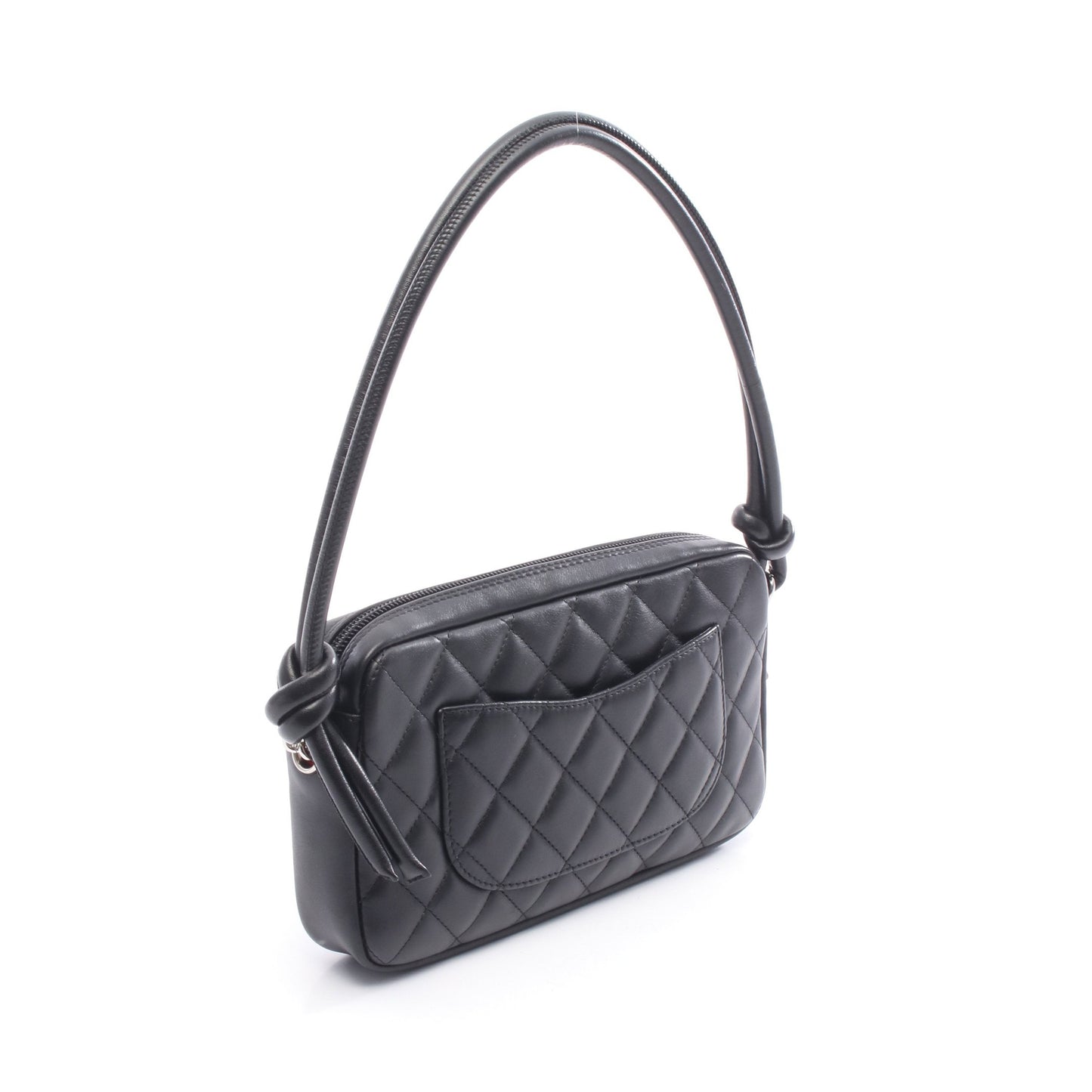カンボンライン アクセサリーポーチ ハンドバッグ レザー ブラック ホワイト シルバー金具 シャネル バッグ CHANEL