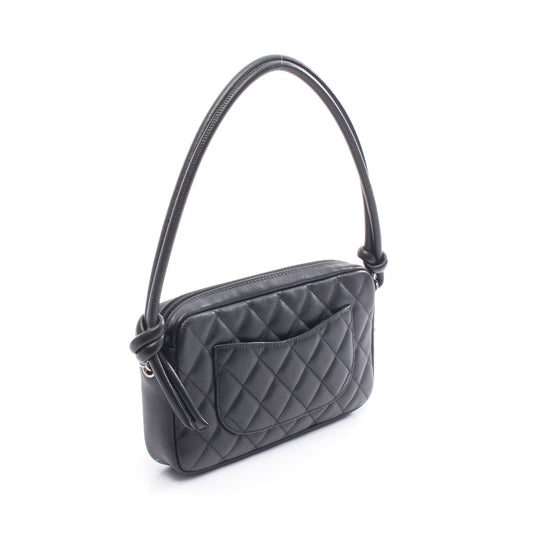 カンボンライン アクセサリーポーチ ハンドバッグ レザー ブラック ホワイト シルバー金具 シャネル バッグ CHANEL