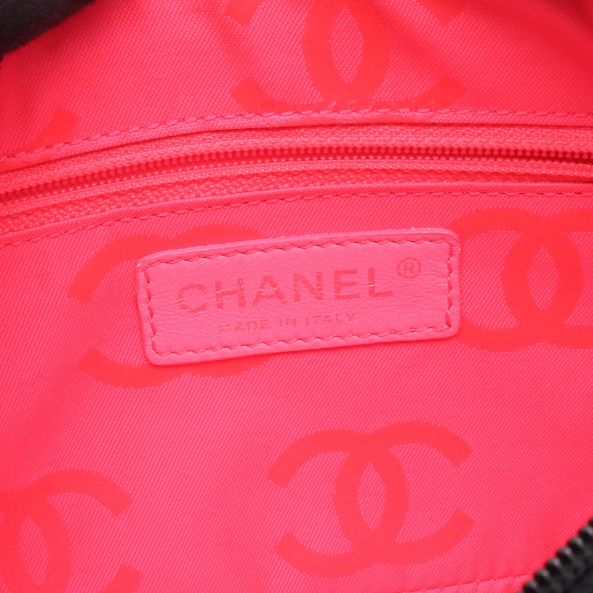 カンボンライン アクセサリーポーチ ハンドバッグ レザー ブラック ホワイト シルバー金具 シャネル バッグ CHANEL