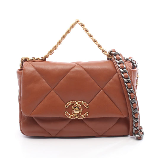 19 ディズヌフ マトラッセ チェーンショルダーバッグ レザー ブラウン コンビ金具 シャネル バッグ CHANEL