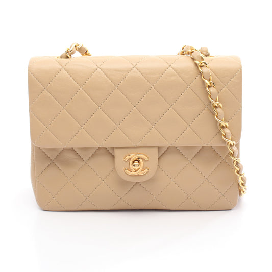 ミニマトラッセ20 チェーンショルダーバッグ レザー ベージュ ゴールド金具 シャネル バッグ CHANEL