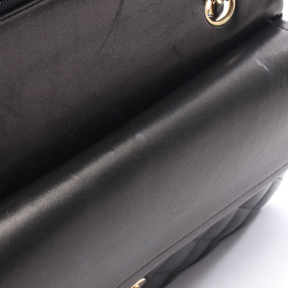 マトラッセ Wフラップ Wチェーンショルダーバッグ ラムスキン ブラック ゴールド金具 シャネル バッグ CHANEL