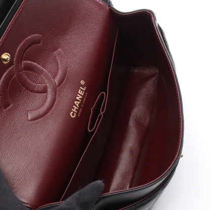 マトラッセ Wフラップ Wチェーンショルダーバッグ ラムスキン ブラック ゴールド金具 シャネル バッグ CHANEL