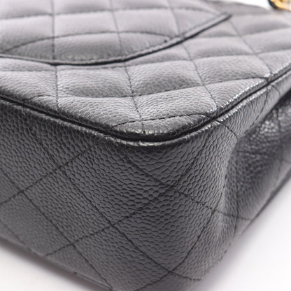 マトラッセ Wフラップ Wチェーンショルダーバッグ キャビアスキン ブラック ゴールド金具 シャネル バッグ CHANEL