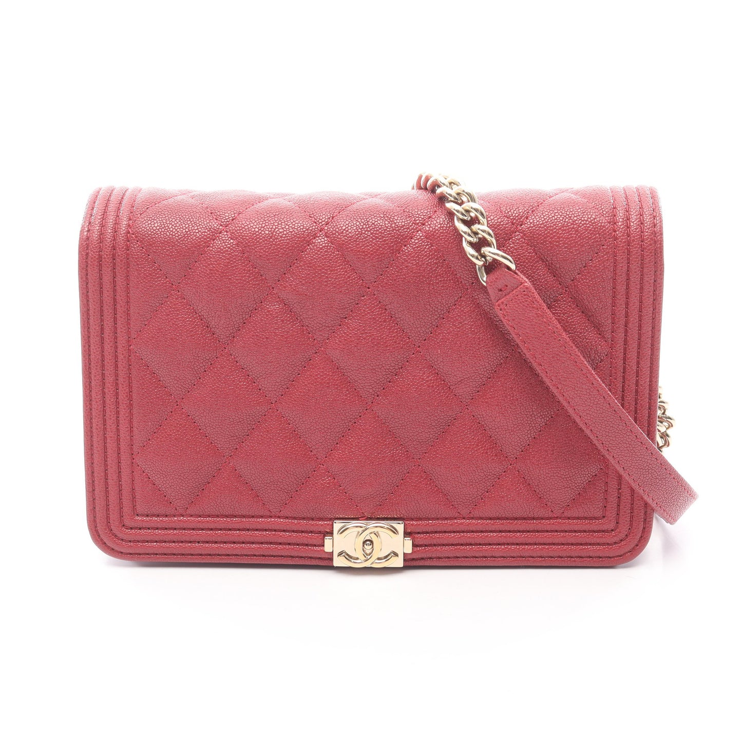 ボーイシャネル チェーンウォレット キャビアスキン レッド ゴールド金具 シャネル バッグ CHANEL
