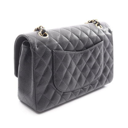 マトラッセ Wフラップ Wチェーンショルダーバッグ キャビアスキン ブラック ゴールド金具 シャネル バッグ CHANEL