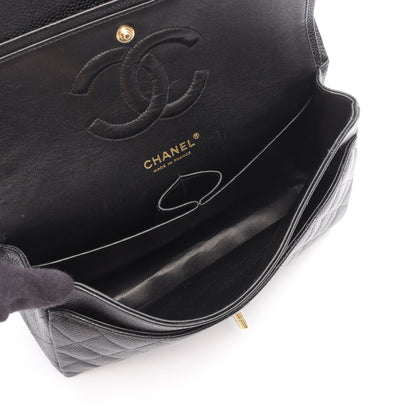 マトラッセ Wフラップ Wチェーンショルダーバッグ キャビアスキン ブラック ゴールド金具 シャネル バッグ CHANEL