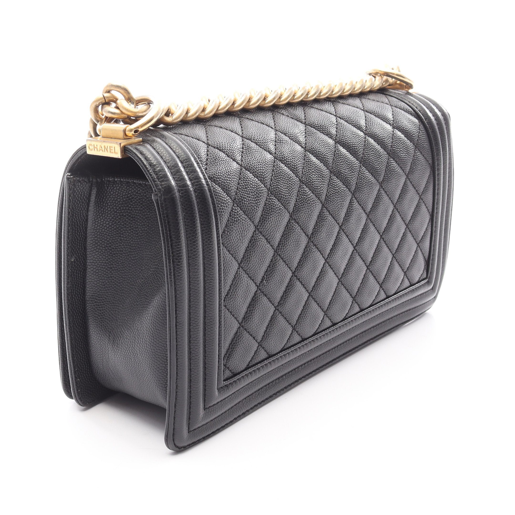 ボーイシャネル チェーンショルダーバッグ キャビアスキン ブラック