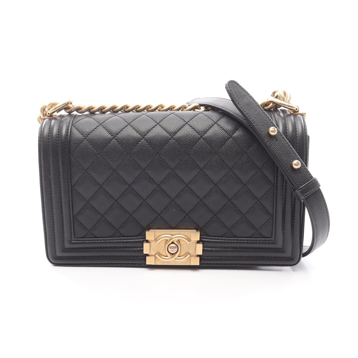 ボーイシャネル チェーンショルダーバッグ キャビアスキン ブラック ゴールド金具 シャネル バッグ CHANEL