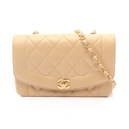マトラッセ ダイアナフラップ チェーンショルダーバッグ ラムスキン ベージュ ゴールド金具 シャネル バッグ CHANEL