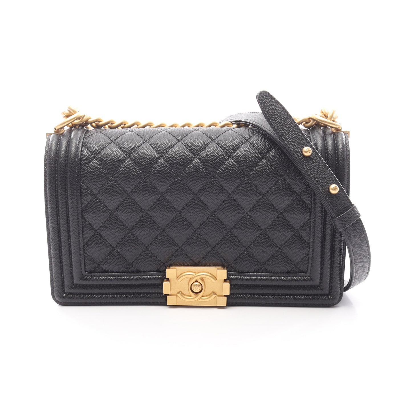 ボーイシャネル チェーンショルダーバッグ キャビアスキン ブラック ゴールド金具 シャネル バッグ CHANEL