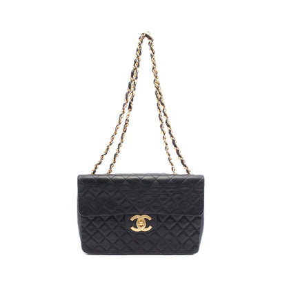 デカマトラッセ34 シングルフラップ Wチェーンショルダーバッグ ラムスキン ブラック ゴールド金具 シャネル バッグ CHANEL