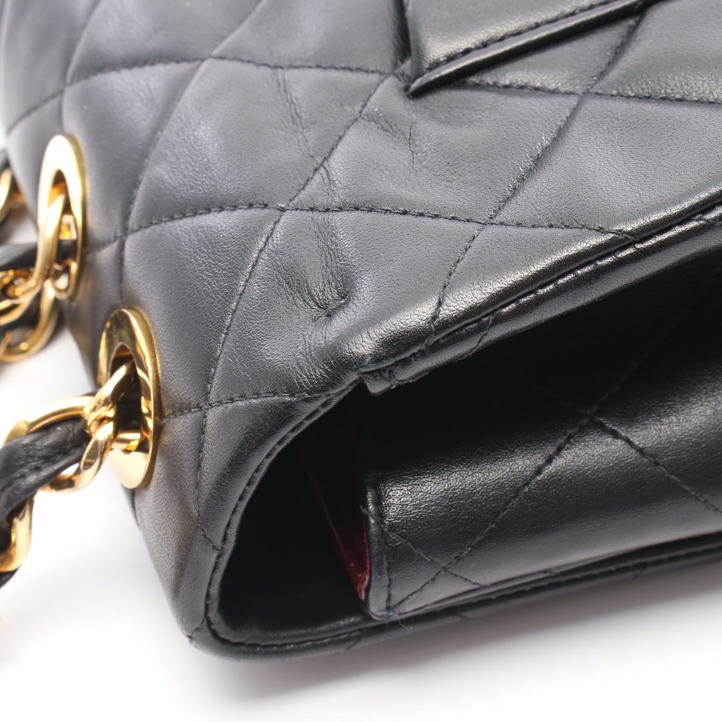 デカマトラッセ34 シングルフラップ Wチェーンショルダーバッグ ラムスキン ブラック ゴールド金具 シャネル バッグ CHANEL