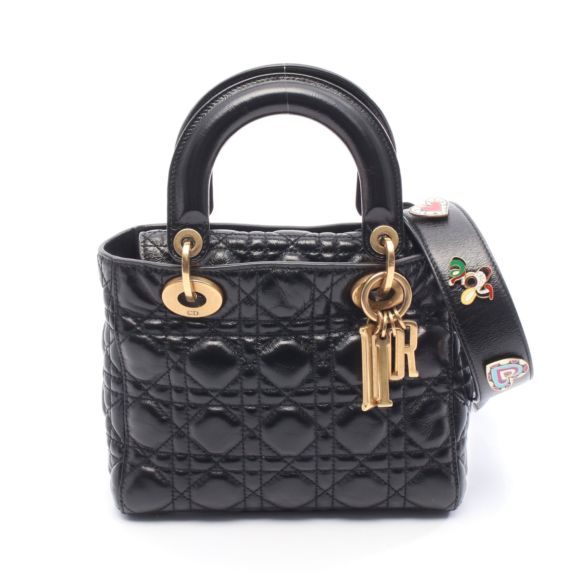 レディディオール スモール ハンドバッグ レザー ブラック 2WAY クリスチャンディオール バッグ Christian Dior