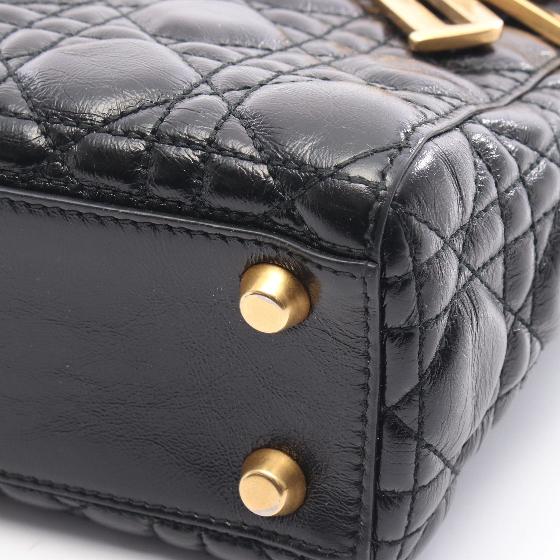 レディディオール スモール ハンドバッグ レザー ブラック 2WAY クリスチャンディオール バッグ Christian Dior