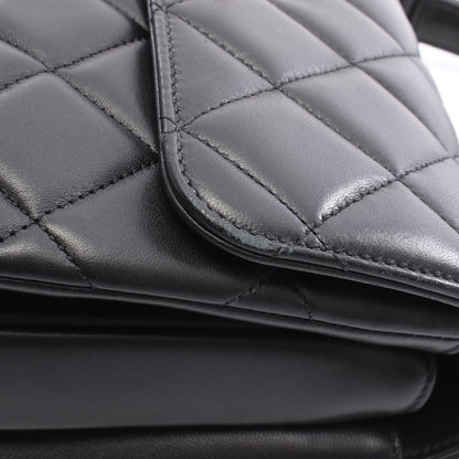 ショルダーバッグ スモール トップハンドル フラップ チェーンショルダーバッグ ラムスキン ブラック ゴールド金具 2WAY シャネル バッグ CHANEL