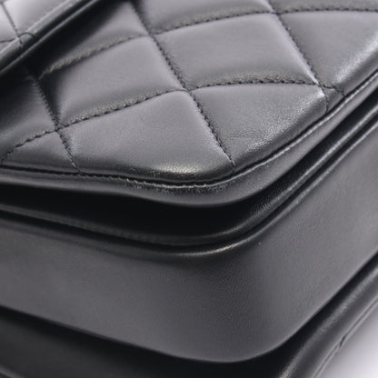ショルダーバッグ スモール トップハンドル フラップ チェーンショルダーバッグ ラムスキン ブラック ゴールド金具 2WAY シャネル バッグ CHANEL