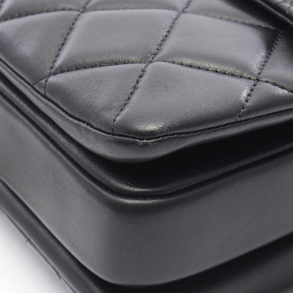 ショルダーバッグ スモール トップハンドル フラップ チェーンショルダーバッグ ラムスキン ブラック ゴールド金具 2WAY シャネル バッグ CHANEL