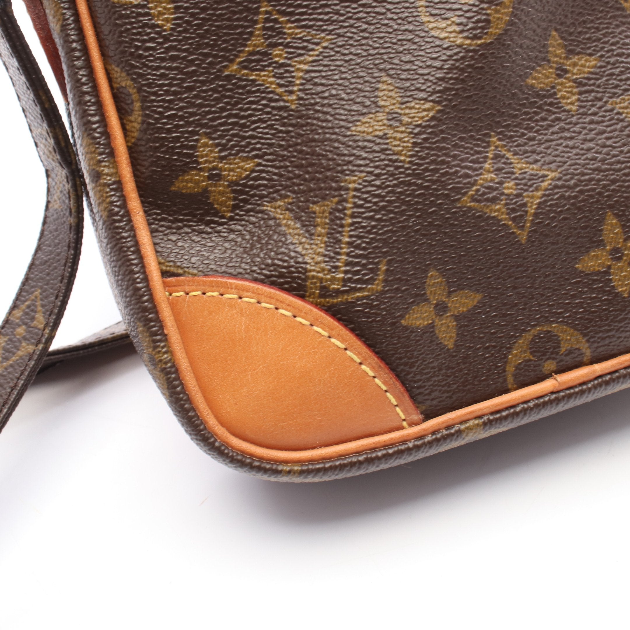 ダヌーブ モノグラム ショルダーバッグ PVC レザー ブラウン ルイ