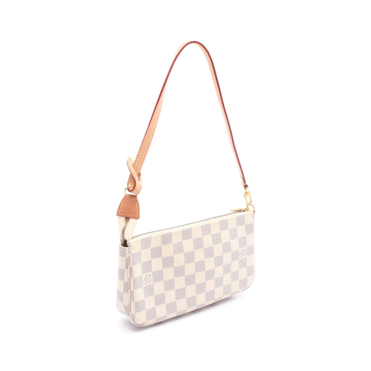 ポシェットアクセソワール ダミエアズール ハンドバッグ PVC レザー ホワイト ルイヴィトン バッグ LOUIS VUITTON