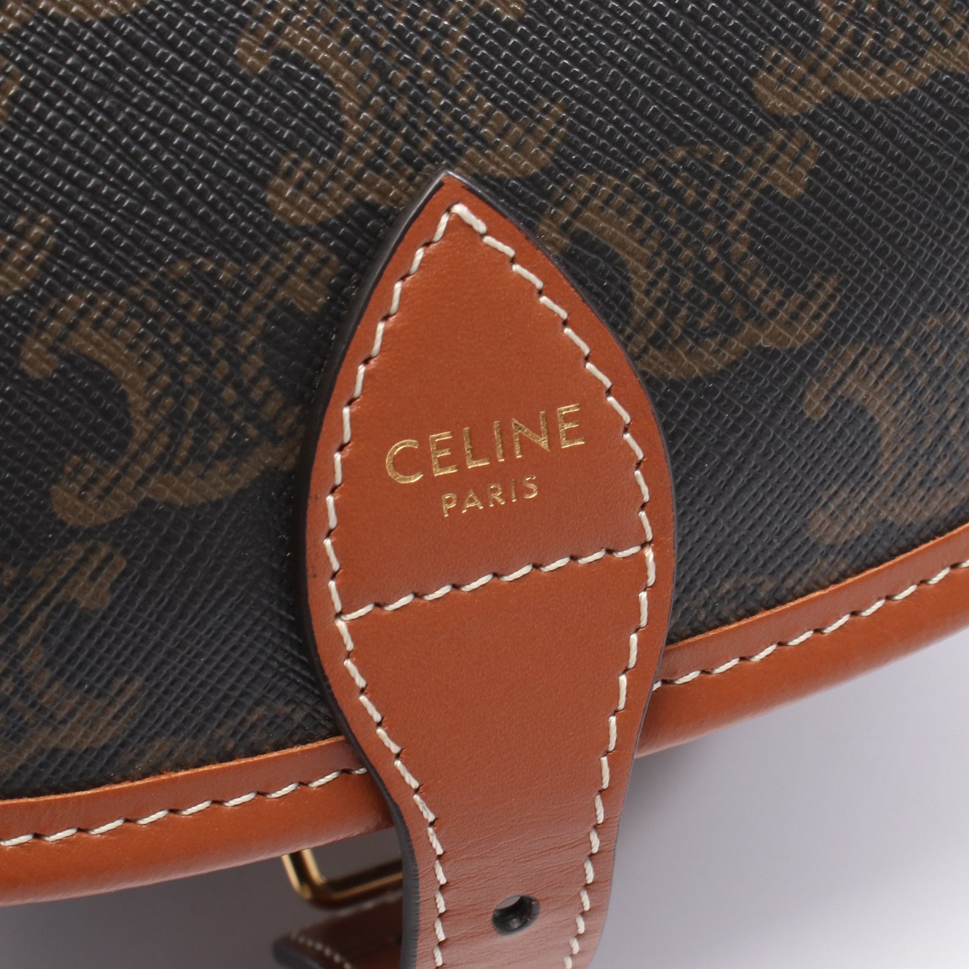 フォルコ ミディアムバッグ トリオンフ ショルダーバッグ PVC レザー ダークブラウン ブラウン セリーヌ バッグ CELINE