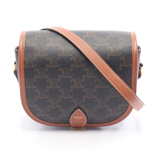 フォルコ ミディアムバッグ トリオンフ ショルダーバッグ PVC レザー ダークブラウン ブラウン セリーヌ バッグ CELINE