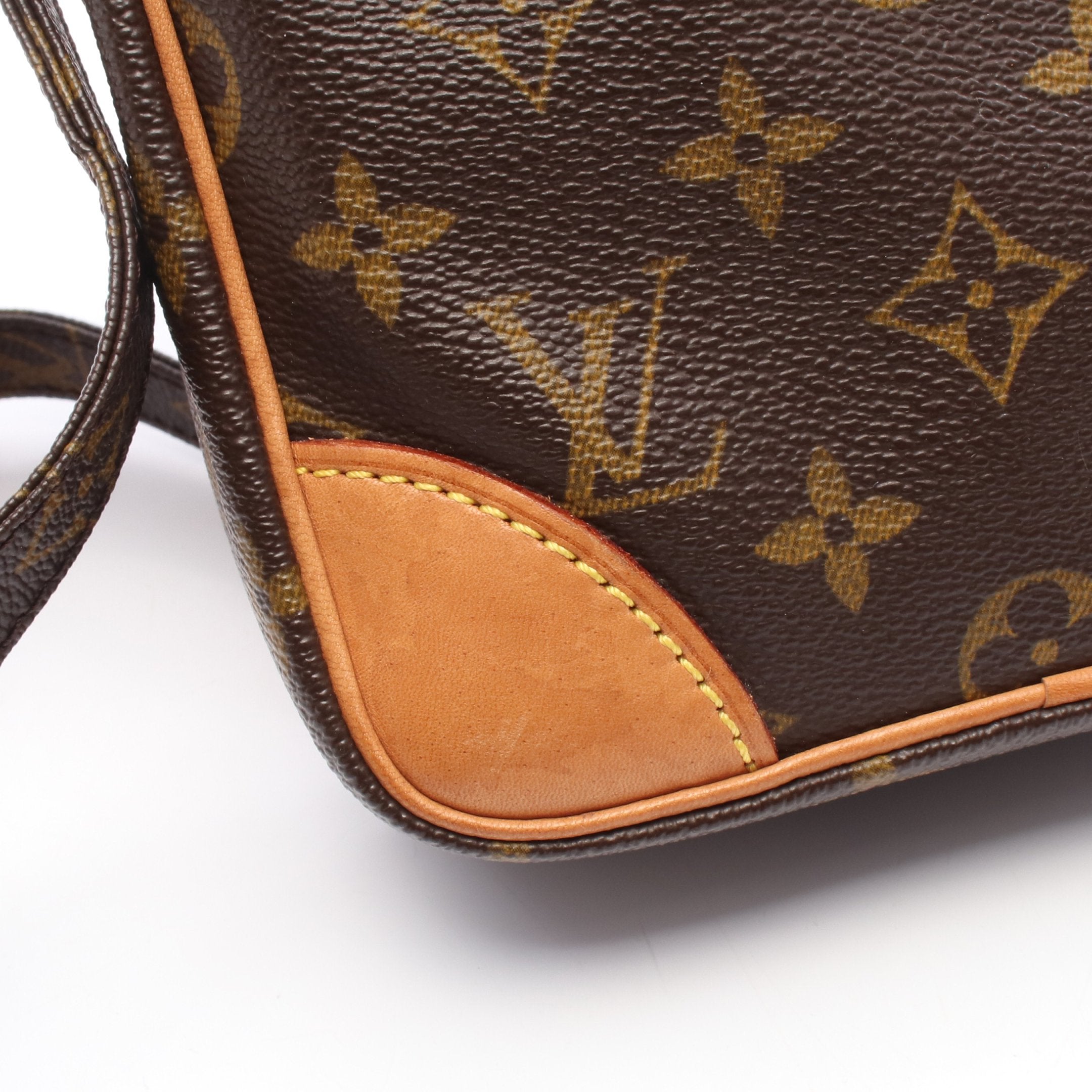 ダヌーブ モノグラム ショルダーバッグ PVC レザー ブラウン ルイ