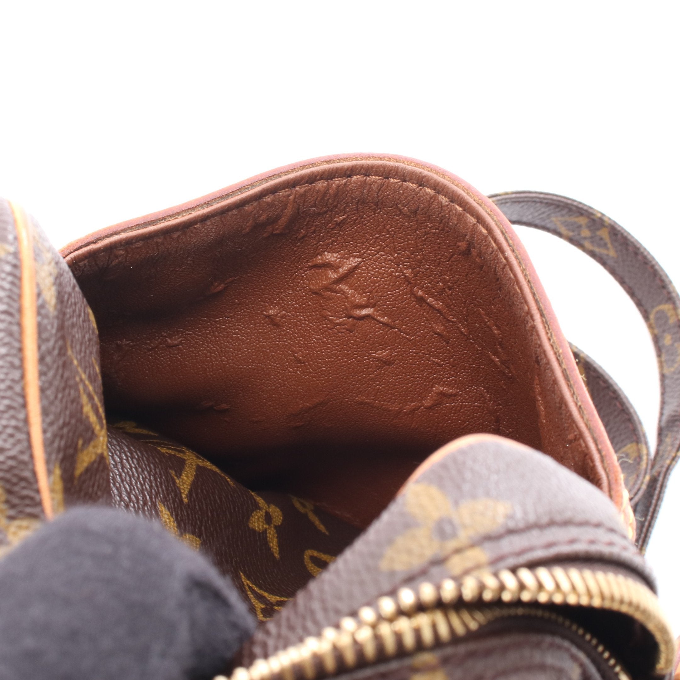 ダヌーブ モノグラム ショルダーバッグ PVC レザー ブラウン ルイ