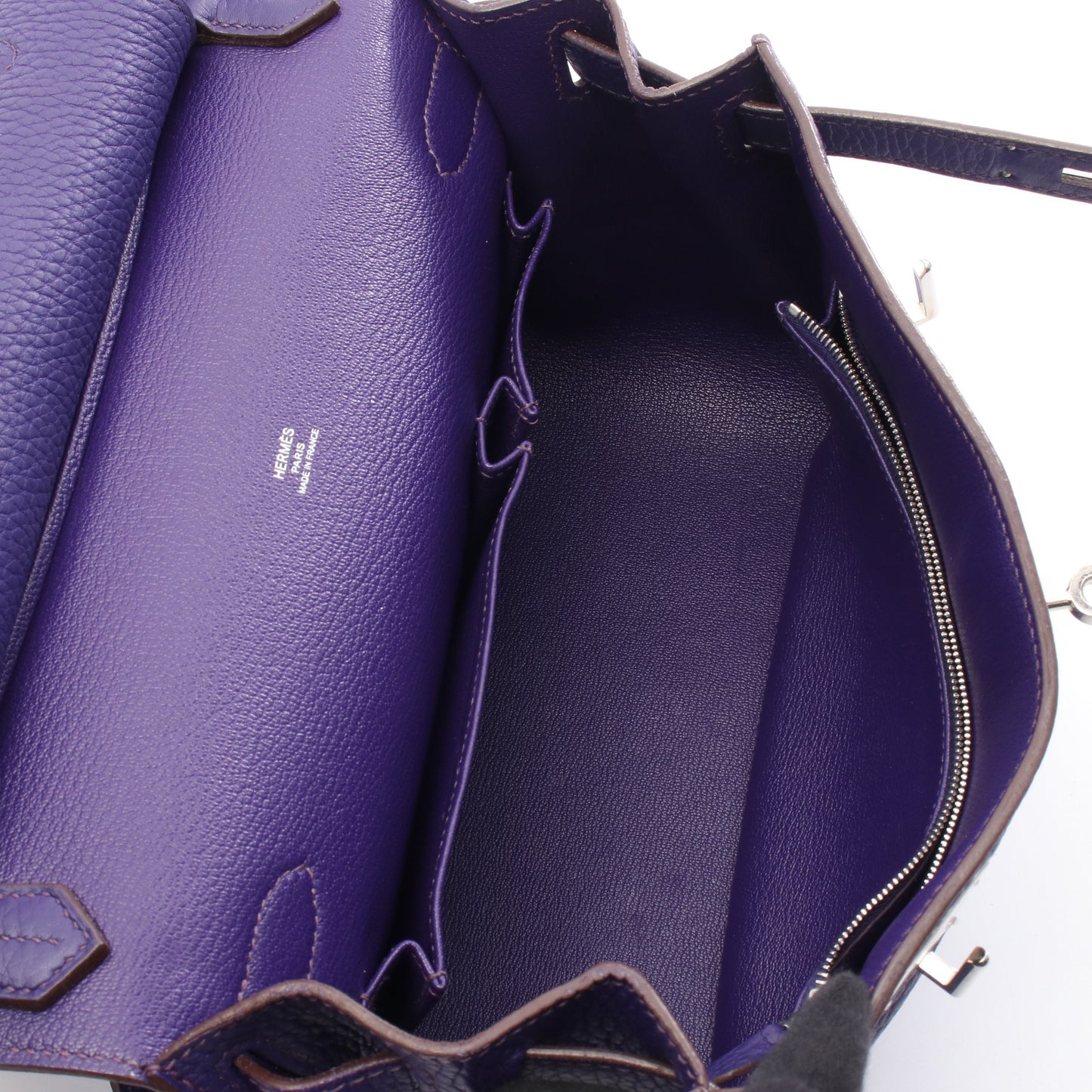 ジプシエール28 アイリス ショルダーバッグ トリヨンクレマンス パープル シルバー金具 □O刻印 エルメス バッグ HERMES