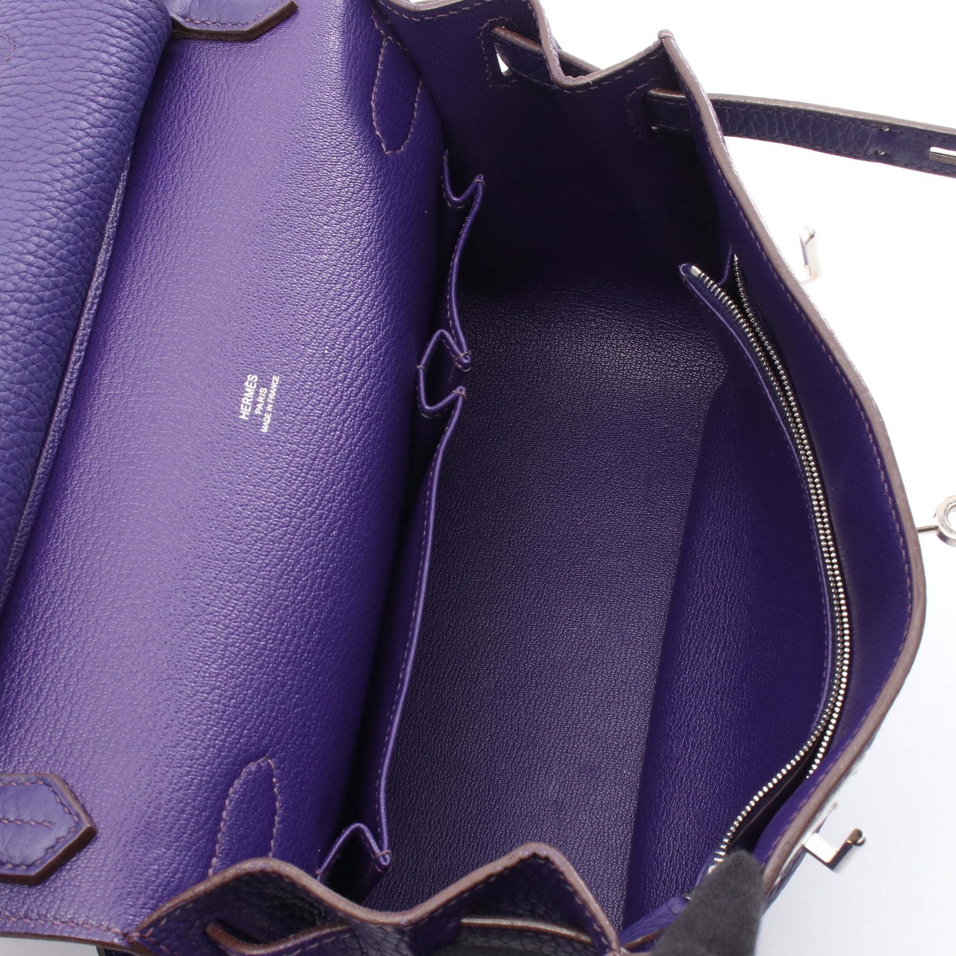 ジプシエール28 アイリス ショルダーバッグ トリヨンクレマンス パープル シルバー金具 □O刻印 エルメス バッグ HERMES