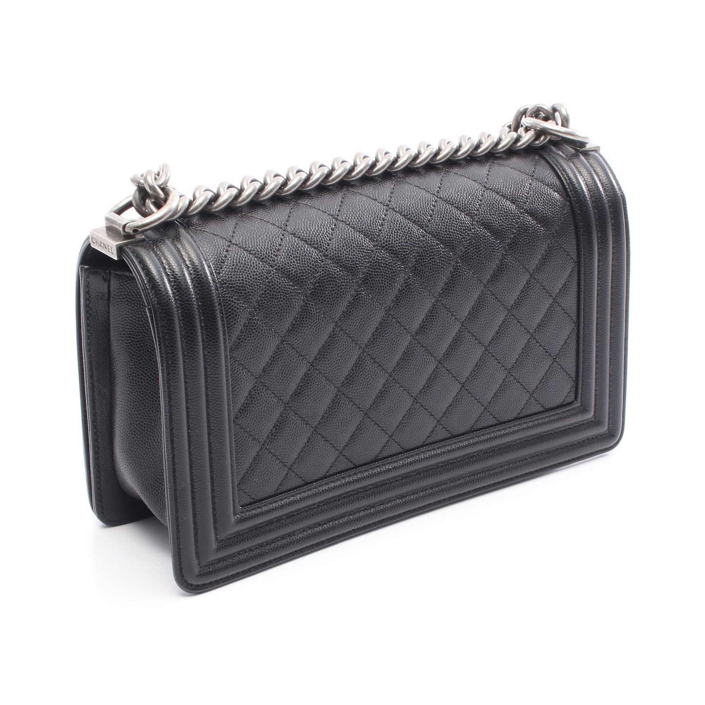 ボーイシャネル チェーンショルダーバッグ キャビアスキン ブラック シルバー金具 シャネル バッグ CHANEL