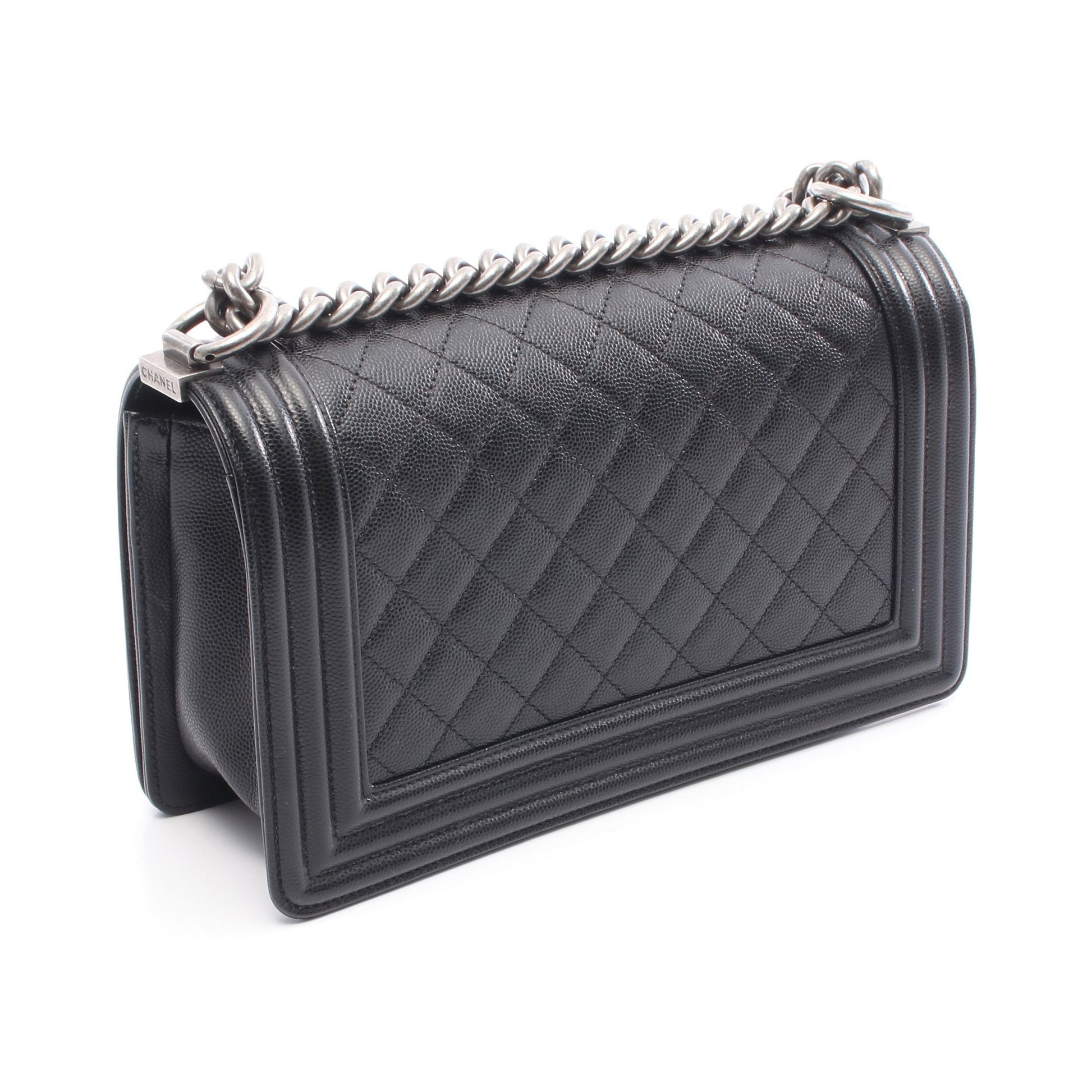 ボーイシャネル チェーンショルダーバッグ キャビアスキン ブラック シルバー金具 シャネル バッグ CHANEL