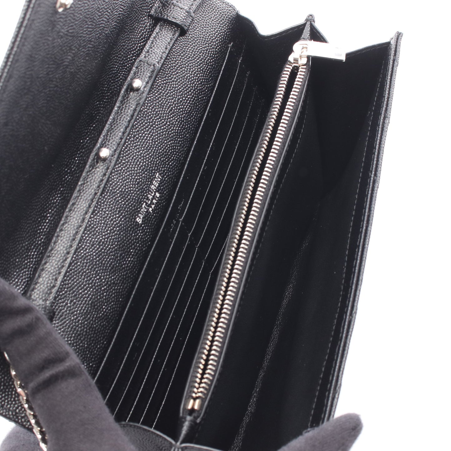 モノグラム サンローラン チェーンウォレット レザー ブラック イヴサンローラン バッグ YVES SAINT LAURENT