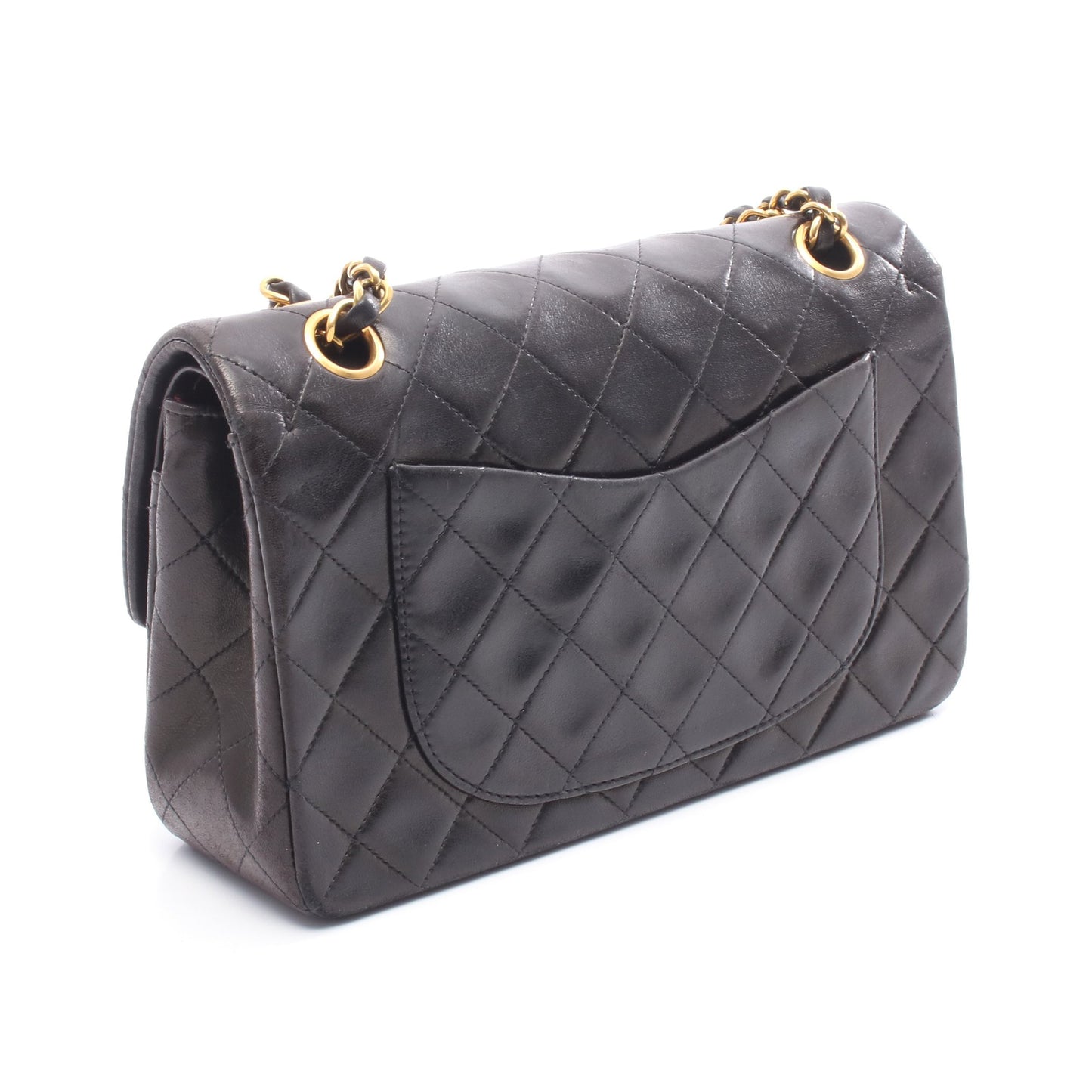 マトラッセ Wフラップ Wチェーンショルダーバッグ ラムスキン ブラック ゴールド金具 シャネル バッグ CHANEL