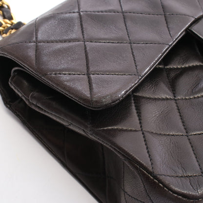 マトラッセ Wフラップ Wチェーンショルダーバッグ ラムスキン ブラック ゴールド金具 シャネル バッグ CHANEL