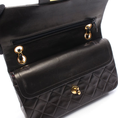 マトラッセ Wフラップ Wチェーンショルダーバッグ ラムスキン ブラック ゴールド金具 シャネル バッグ CHANEL