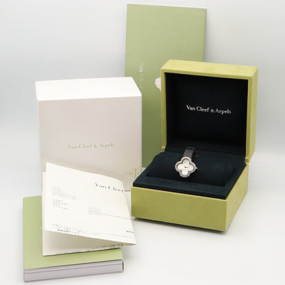 アルハンブラ スモールモデル ウォッチ レディース 腕時計 クオーツ K18WG（ホワイトゴールド） レザー ホワイト ホワイトシェル ヴァンクリーフアンドアーペル 時計 Van Cleef & Arpels