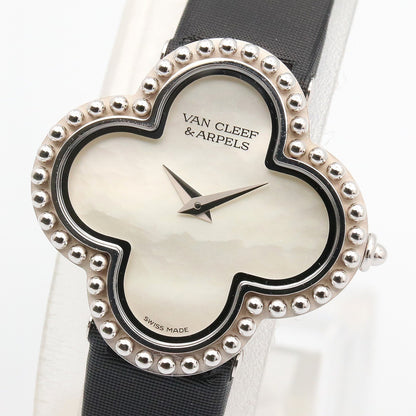 アルハンブラ スモールモデル ウォッチ レディース 腕時計 クオーツ K18WG（ホワイトゴールド） レザー ホワイト ホワイトシェル ヴァンクリーフアンドアーペル 時計 Van Cleef & Arpels