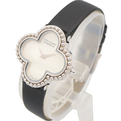 アルハンブラ スモールモデル ウォッチ レディース 腕時計 クオーツ K18WG（ホワイトゴールド） レザー ホワイト ホワイトシェル ヴァンクリーフアンドアーペル 時計 Van Cleef & Arpels