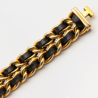 プルミエール L レディース 腕時計 クオーツ GP（ゴールドメッキ） レザー ブラック シャネル 時計 CHANEL