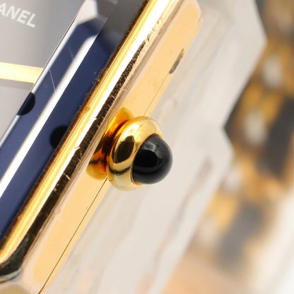 プルミエール L レディース 腕時計 クオーツ GP（ゴールドメッキ） レザー ブラック シャネル 時計 CHANEL