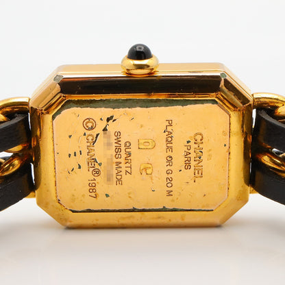 プルミエール L レディース 腕時計 クオーツ GP（ゴールドメッキ） レザー ブラック シャネル 時計 CHANEL