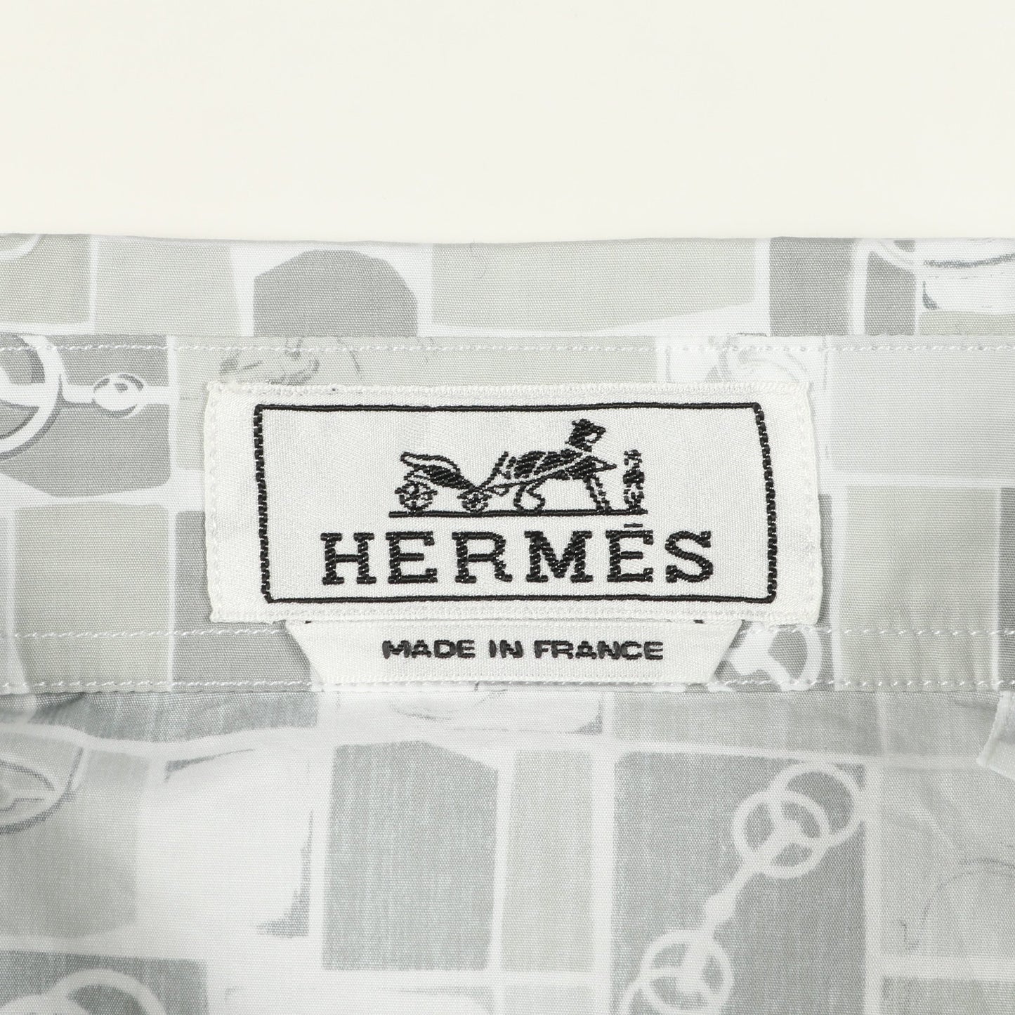 モザイク エケストル シャツ 長袖 コットン ライトグレー エルメス トップス HERMES