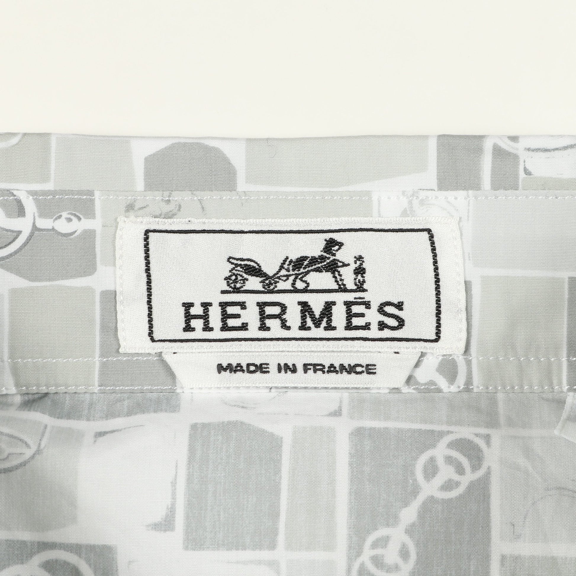 モザイク エケストル シャツ 長袖 コットン ライトグレー エルメス トップス HERMES