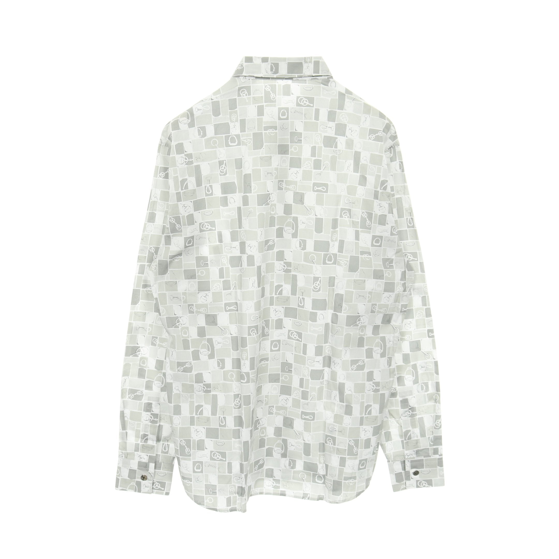 モザイク エケストル シャツ 長袖 コットン ライトグレー エルメス – RECLO