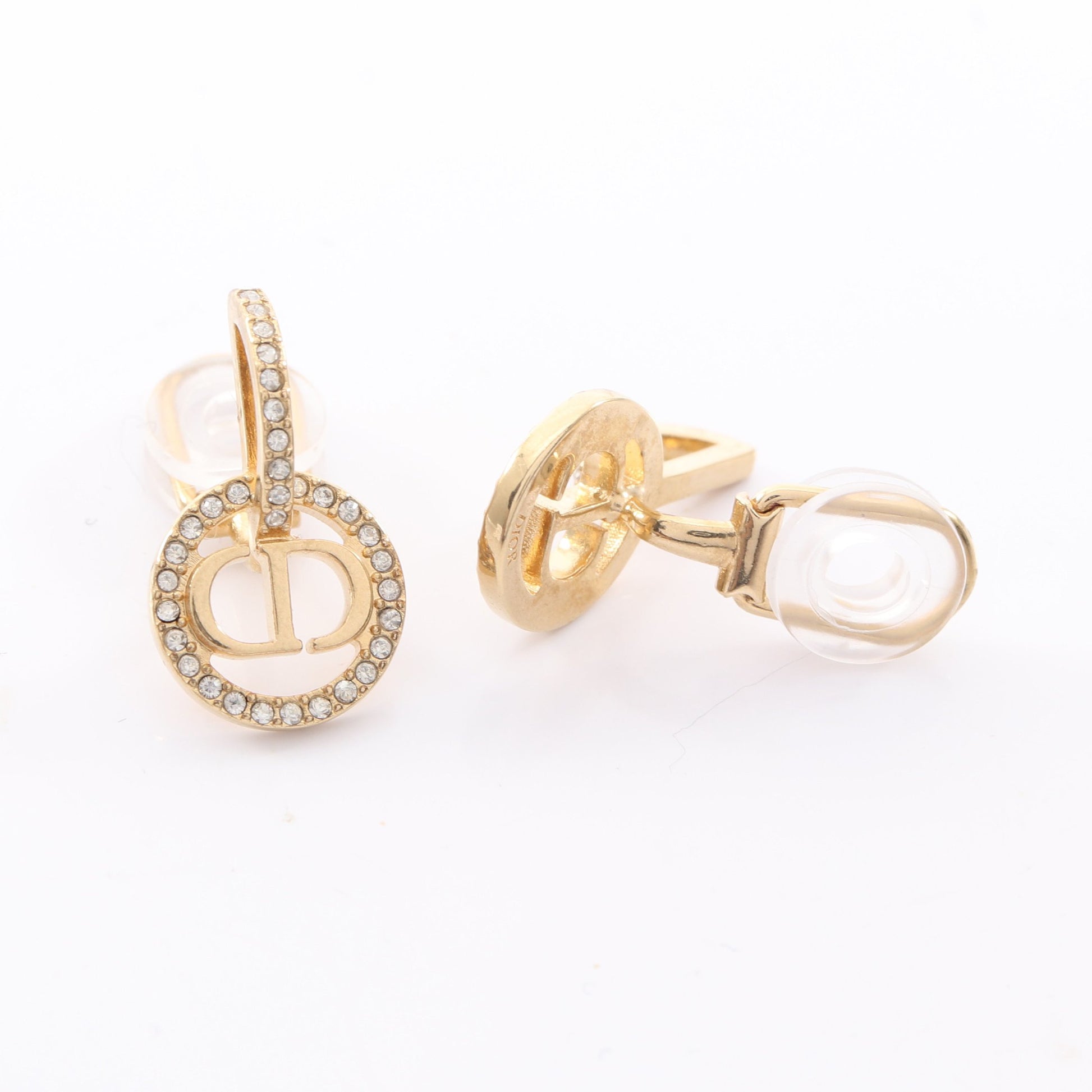 CDロゴ イヤリング GP ラインストーン ゴールド クリア ディオール アクセサリー DIOR