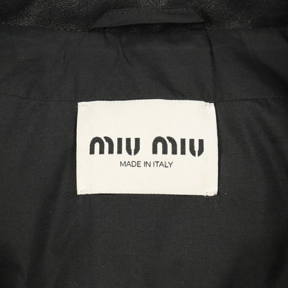 ダウンジャケット ロゴ レザー ブラック ミュウミュウ アウター miu miu